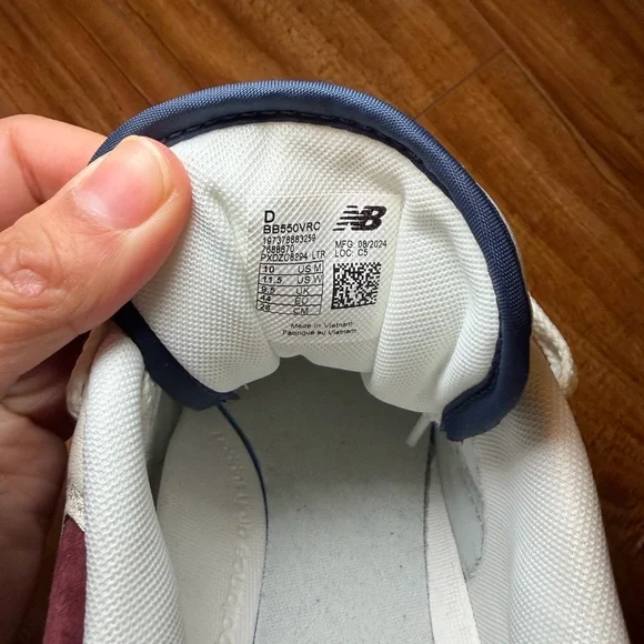 New Balance 550 Cream and Burgundy Sneakers - Picture 11 of 11